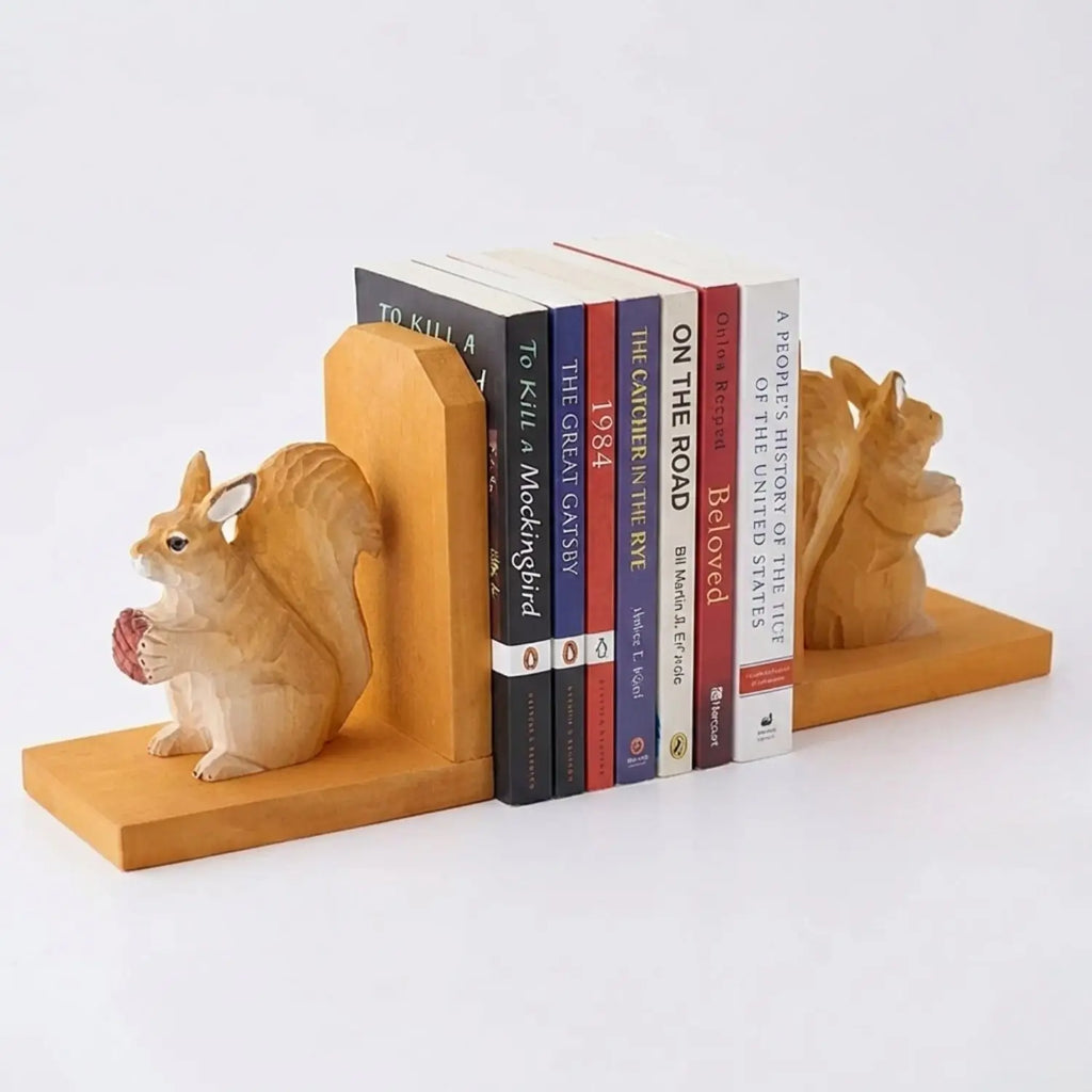 Wooden Squirrel Bookend