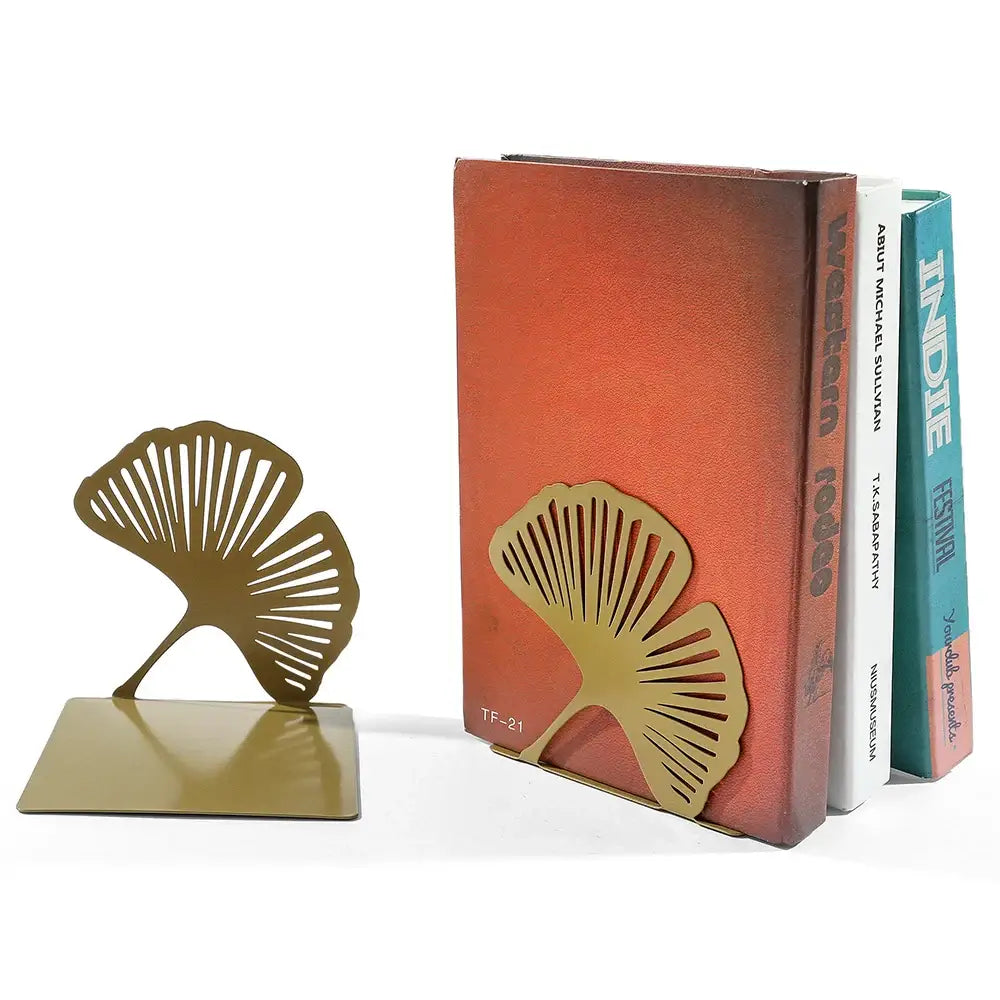 yellow metal bookends for office organization